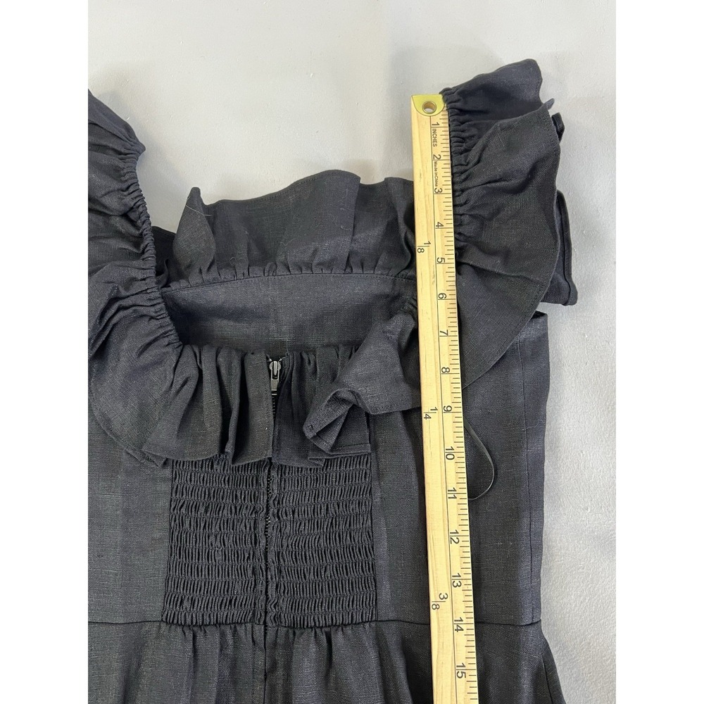 Reformation Women's Amethyst Linen Midi Dress Black Sz‎ 6 - Picture 4 of 14